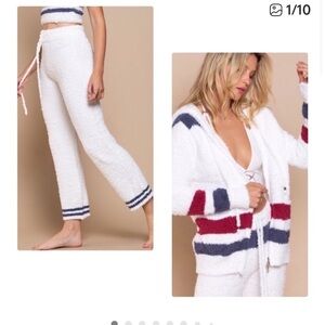 POL Women's fleece zip up Hoodie White